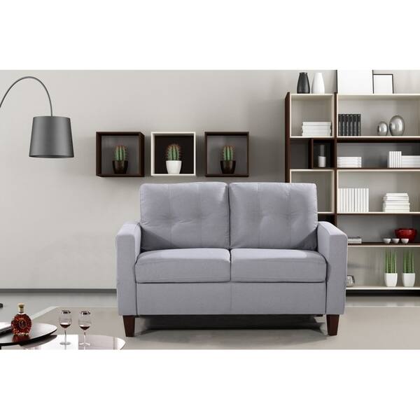 slide 3 of 7, US Pride Furniture Molinari Grey Linen/Wood Tufted Loveseat