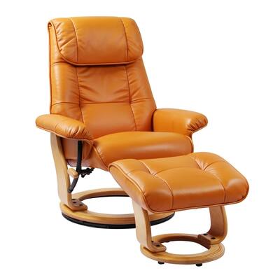 Copper Grove Mamoudzou Top-grain Leather Recliner and Ottoman