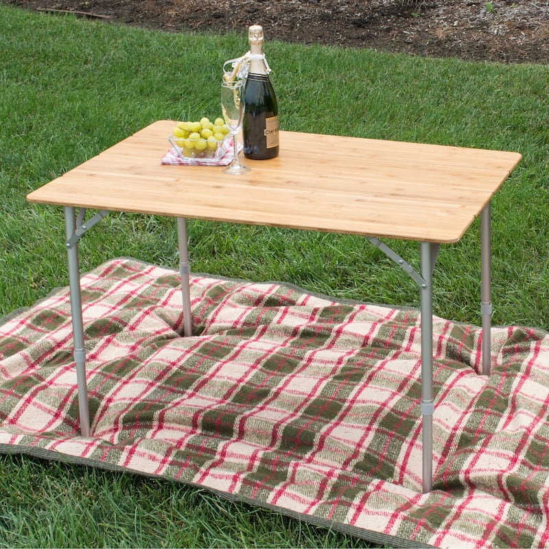 AmeriHome 39.35"x25.5" Adjustable Height Folding Table W/Carry Bag