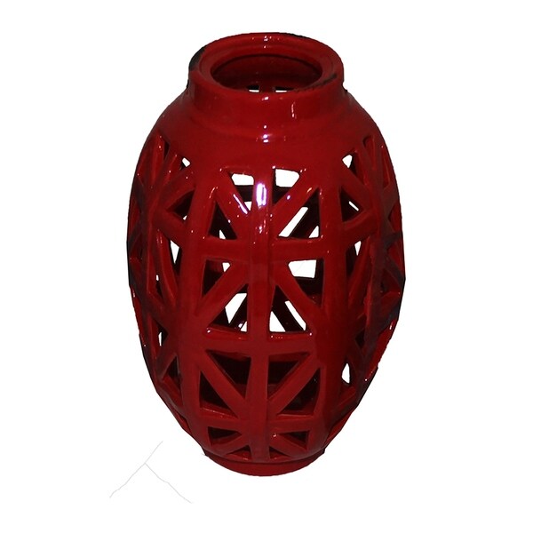 Essential Decor & Beyond Modern Ceramic Lantern EN111825 - 9.45 x 7 x 7
