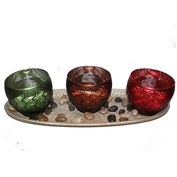 Essential Decor & Beyond Glass Votives EN111702 - 5 x 7.03 x 21