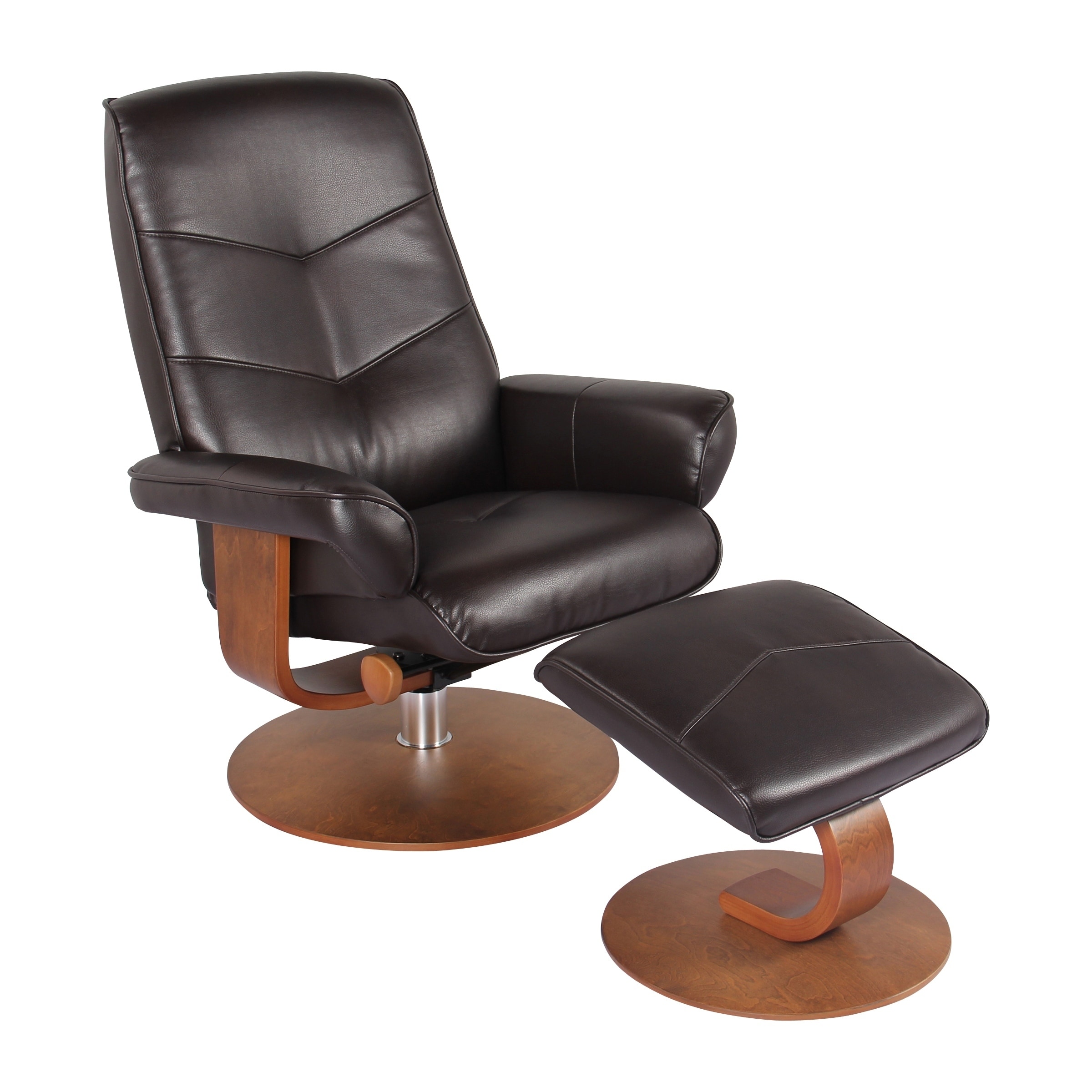Shop Fancy Faux Leather Recliner And Ottoman On Sale Free