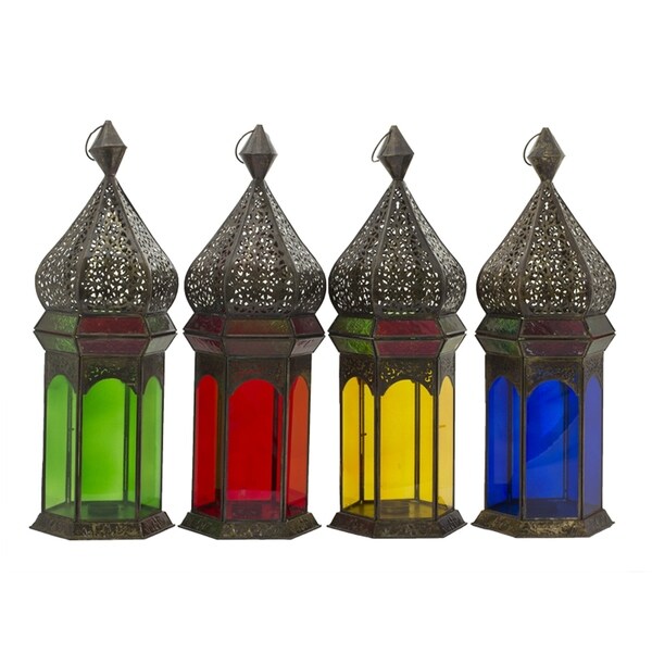 Essential Decor & Beyond 4 pcs Metal Lantern EN0578 - 20 x 7.5 x 7.5