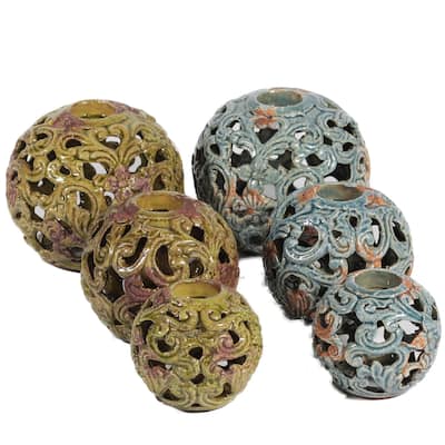 Essential Decor & Beyond Ceramic Tealight Holder Set EN30261 - 5 x 7 x 9