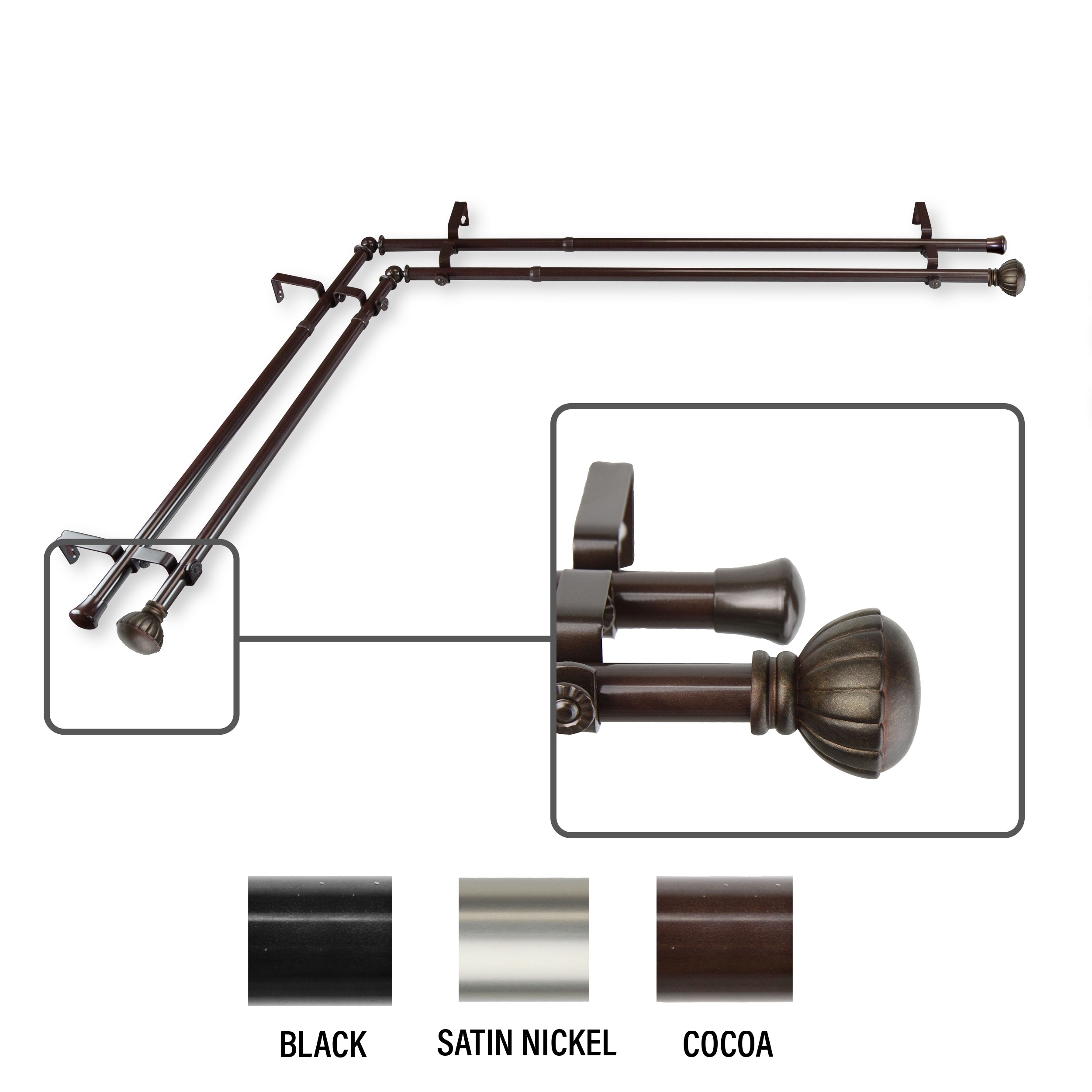 Shop Instyledesign Gemma Corner Window Double Curtain Rod 13 16