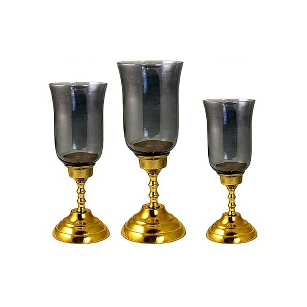 Essential Decor & Beyond 3 Piece Glass Hurricane Set EN14608 - 5 x 5 x 15