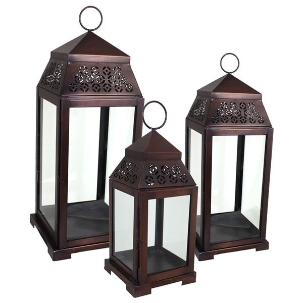 Essential Decor & Beyond 3 Piece Metal Lantern Set EN19022 - 17 x 27 x 11