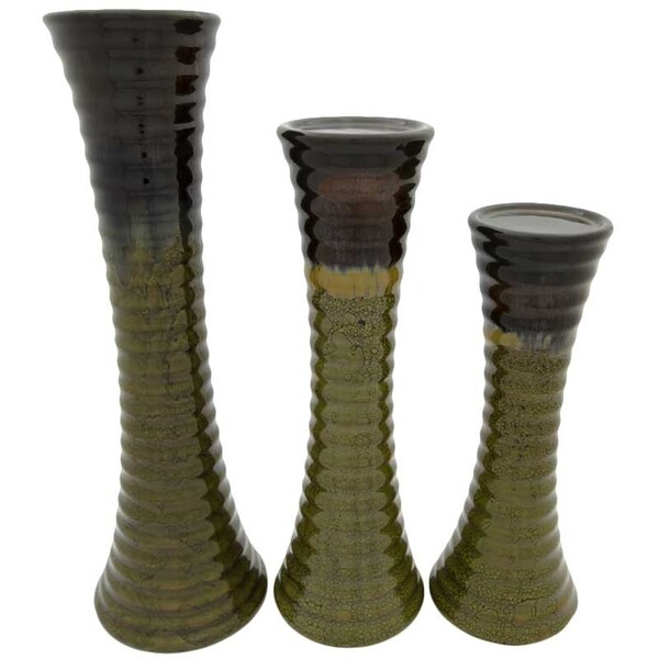 Essential Decor & Beyond 3 Piece Ceramic Candlestick Set EN2891 - 6.5 x 6.5 x 21