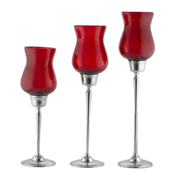 Essential Decor & Beyond 3 Piece Metal Hurricane EN6103 - 5.25 x 5.25 x 22