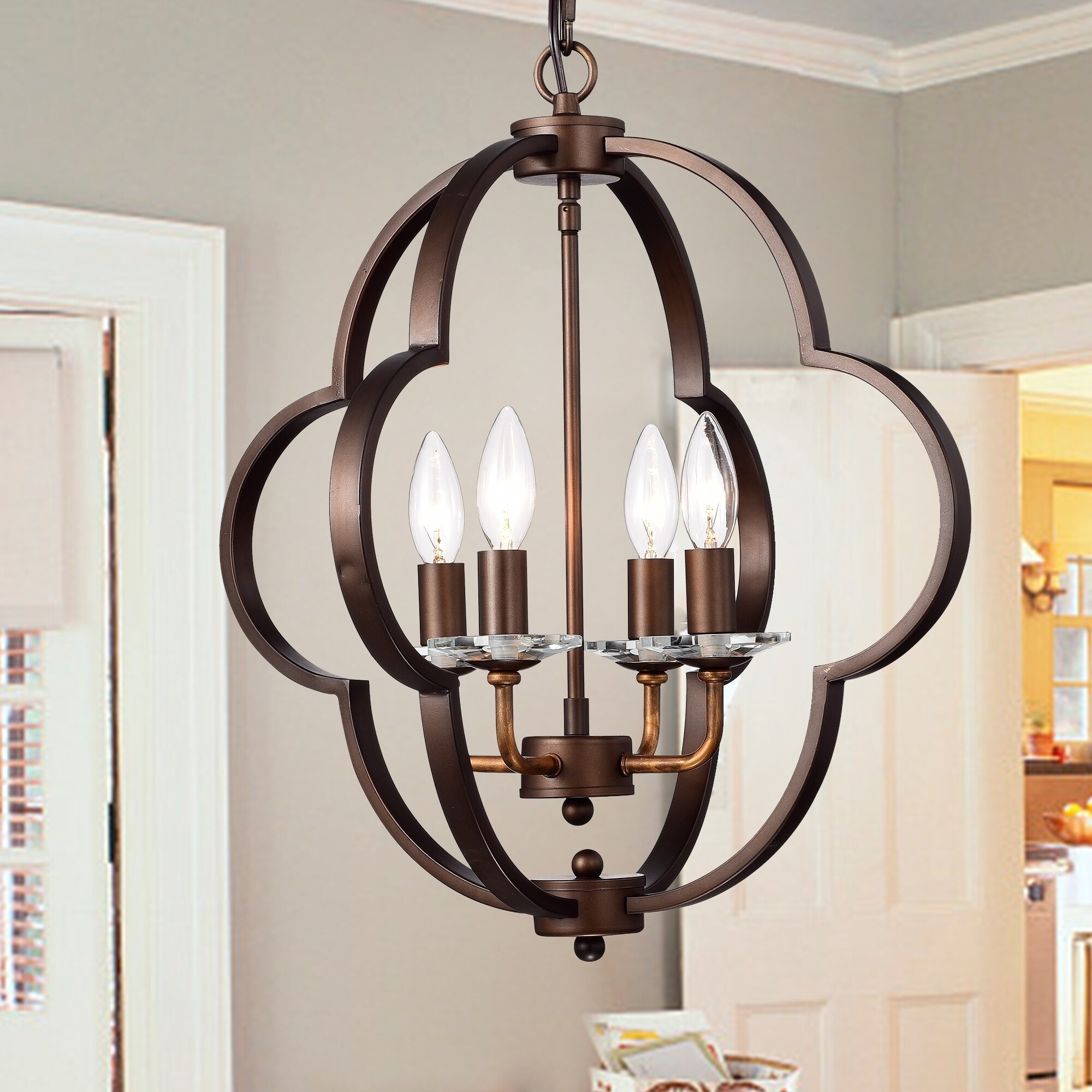 Mina 18 Inch Geometric Pendant Lamp Antique Bronze Finish Mina 18 Inch Geometric Pendant