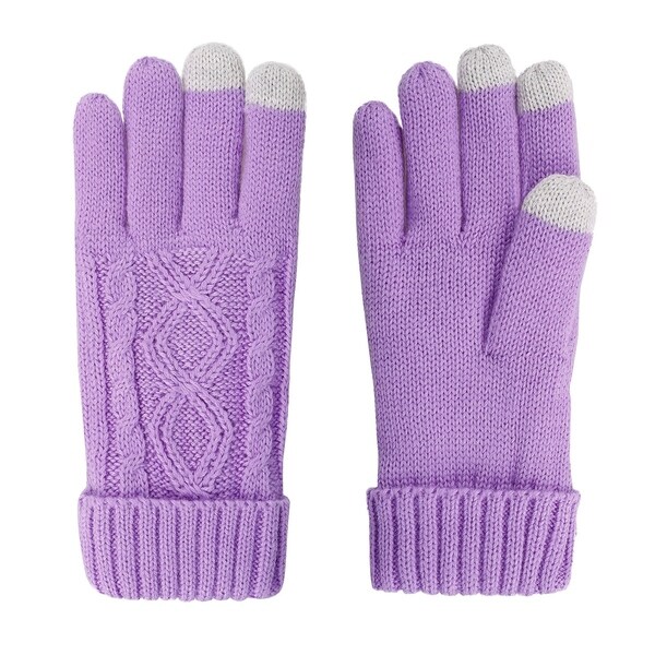 purple knit gloves
