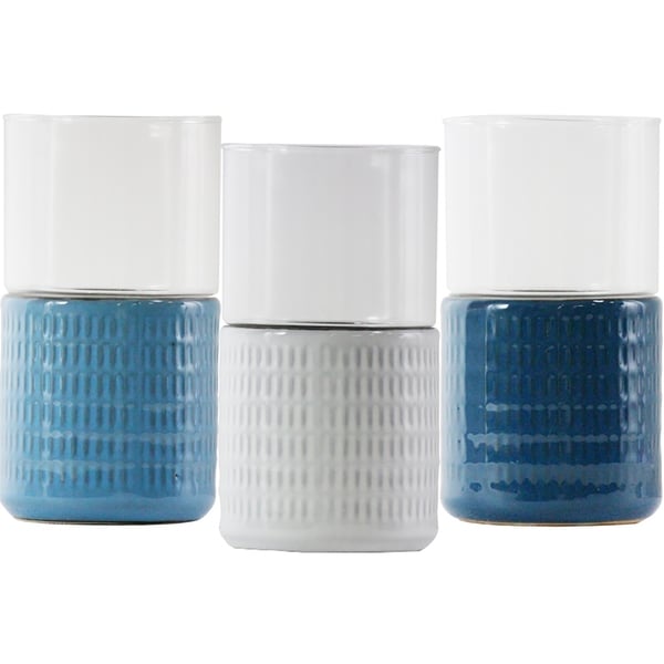 Essential Decor & Beyond Ceramic and Glass Votive Holder EN111955 - 3.8 x 3.5 x 6.5