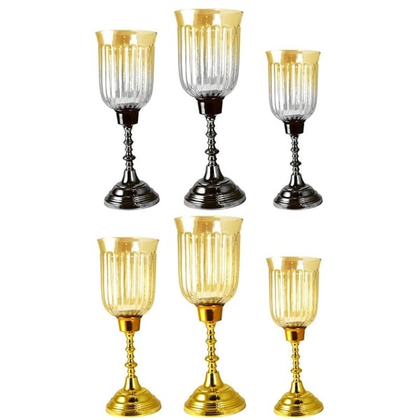 Essential Decor & Beyond 6 Piece Glass Hurricane with Base EN14621 - 5 x 5 x 15