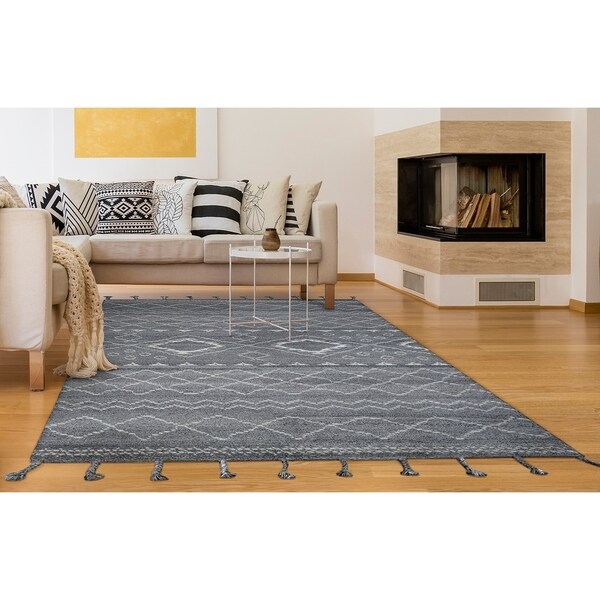 Hand-Knotted Cusco Cordillera Dark Gray Wool Area Rug - 8'6" x 11'6"