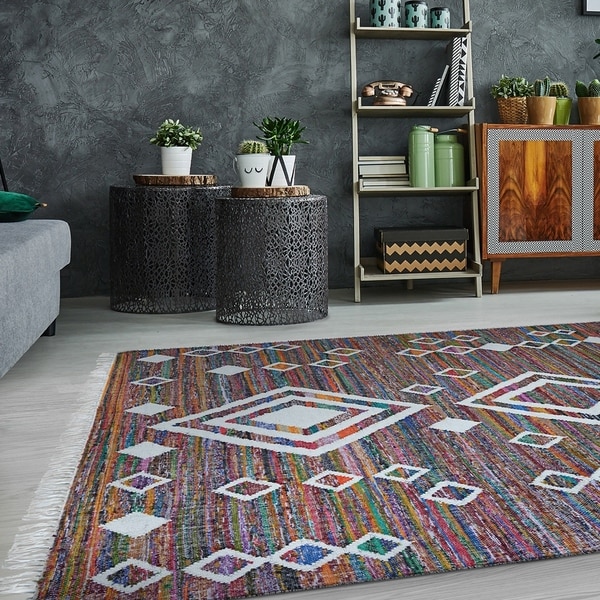 Hand-Woven Renewal Durga Multi-color Area Rug - 8' x 10'