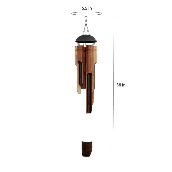 Bamboo Wind Chimes - 38-Inch Natural Style, Handcrafted Tuned Wooden ...