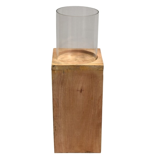 Essential Decor & Beyond Pillar Wooden & Glass Votive Holder EN14535 - 15 x 1.6 x 15