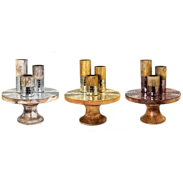 Essential Decor & Beyond Mosaic Wooden Tealight Holder EN14544 - 6 x 12 x 12