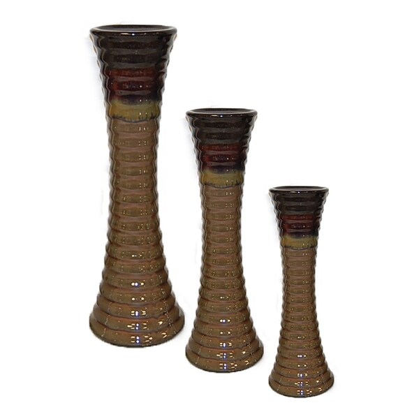 Essential Decor & Beyond 3 Piece Ceramic Candlestick Set EN1740 - 7 x 7 x 21