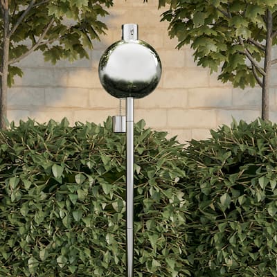 Outdoor Torch Lamp 45" Patio/Backyard Stainless Steel Fuel Canister by Pure Garden