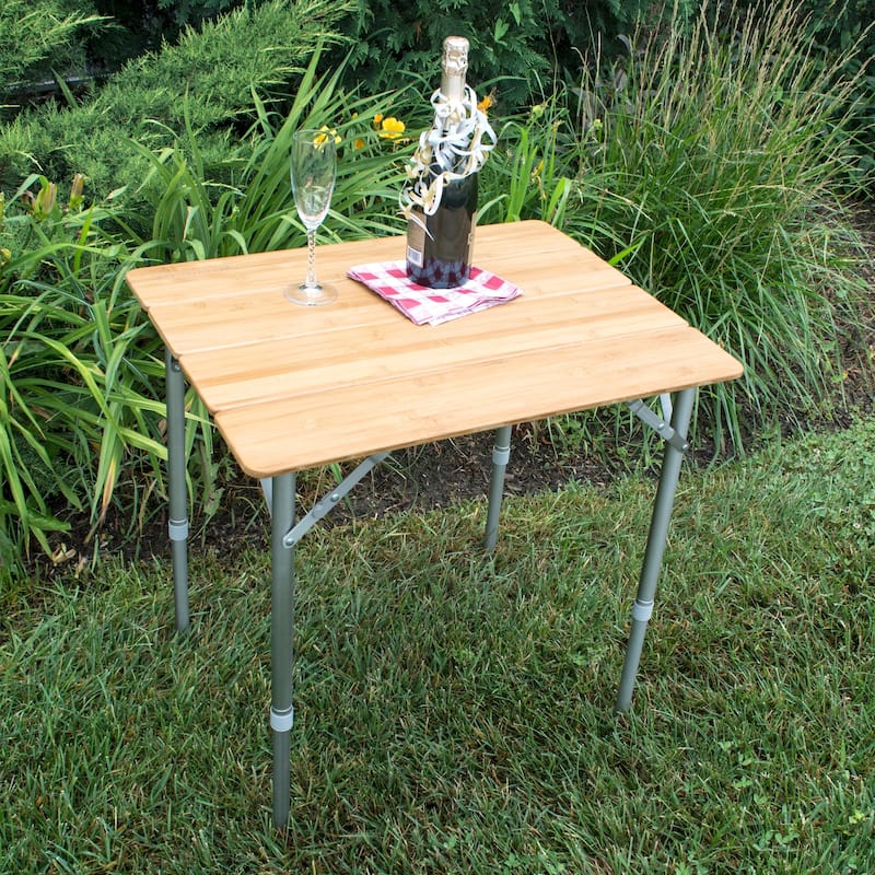 AmeriHome 25.75"x17" Adjustable Height Folding Table W/ Carry Bag