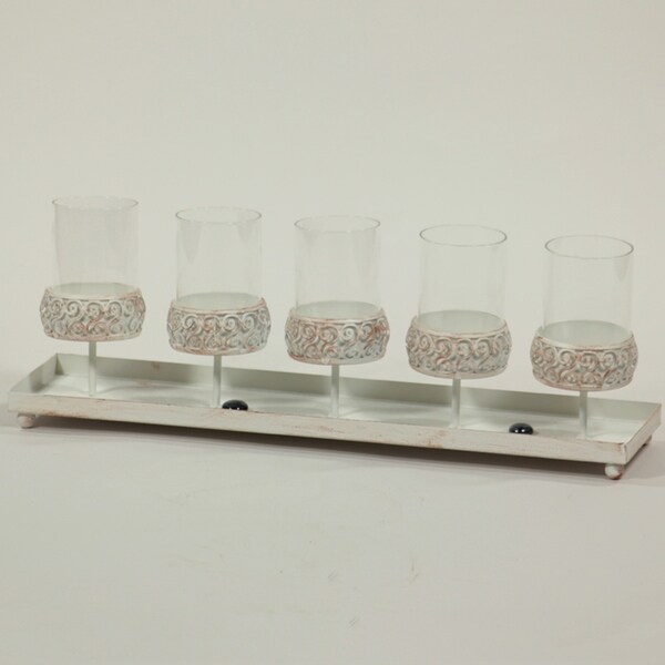 Essential Decor & Beyond Metal/Glass Tealight Holder EN0333 - 18.5 x 4.75 x 6.5