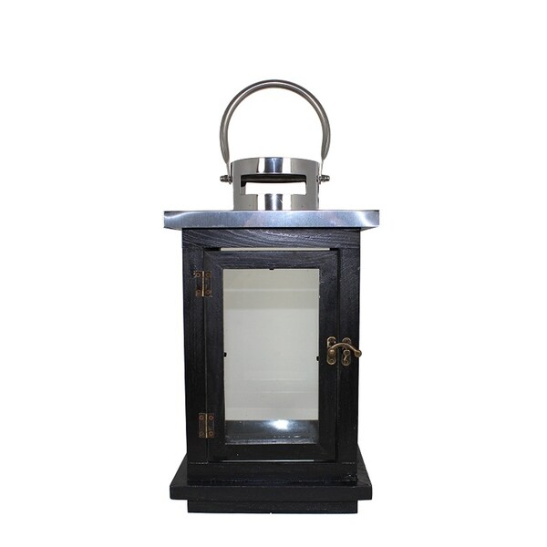 Essential Decor & Beyond Wood with Metal Lantern EN2908 - 4 x 4 x 4