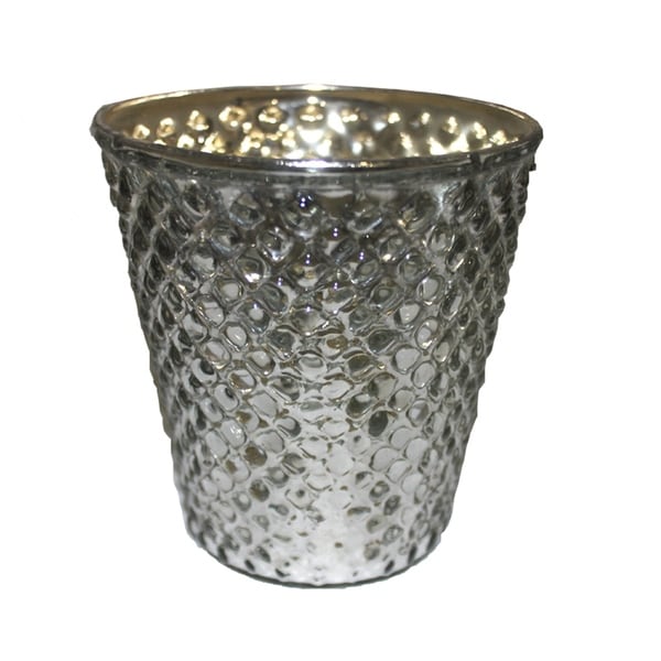 Essential Decor & Beyond Embossed Hammered Glass Votive EN14226 - 4 x 4 x 4