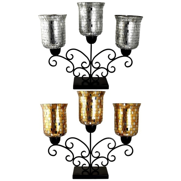 Essential Decor & Beyond Metal and Glass Candelabra EN14670 - 5 x 20 x 15