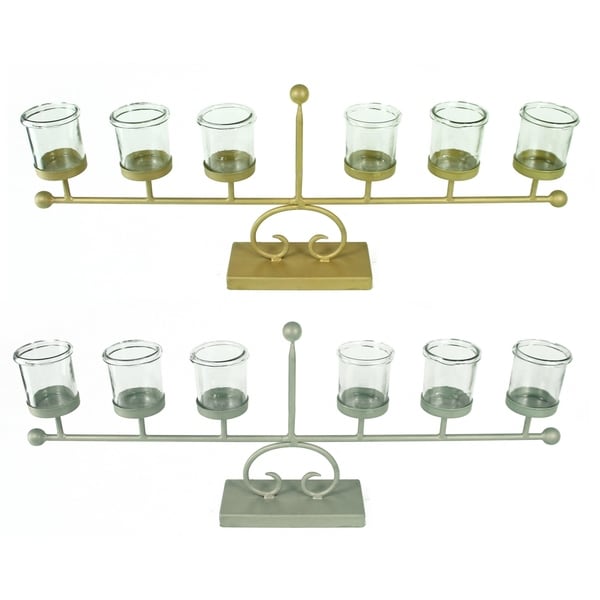 Essential Decor & Beyond Glass Cup Metal Candelabra EN14726 - 3.5 x 29.5 x 11.5
