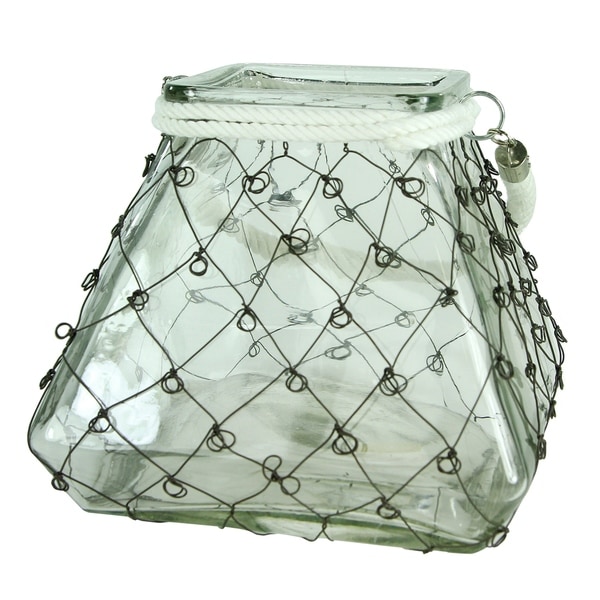 Essential Decor & Beyond Glass Lantern EN19090 - 8.7 x 8.7 x 9.4