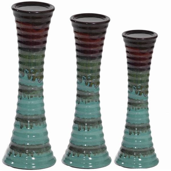 Essential Decor & Beyond 3 Piece Ceramic Candlestick Set EN1739 - 7 x 7 x 21
