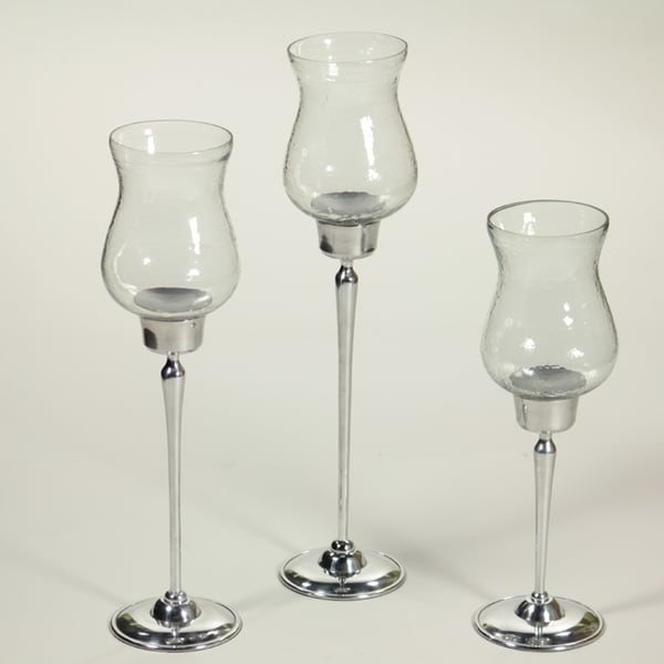 Essential Decor & Beyond 3 Piece Glass Hurricane Set EN60262 - 5 x 12 x 5