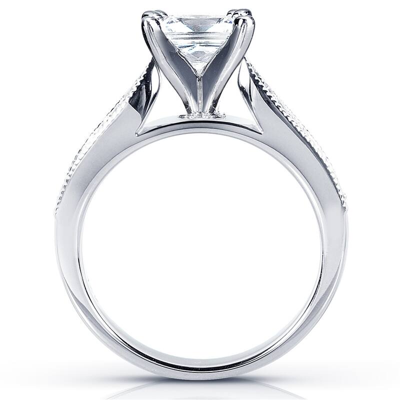 Annello by Kobelli 14k White Gold 1 1/6 Carats TGW Round Moissanite and Diamond Pave Milgrain Ring