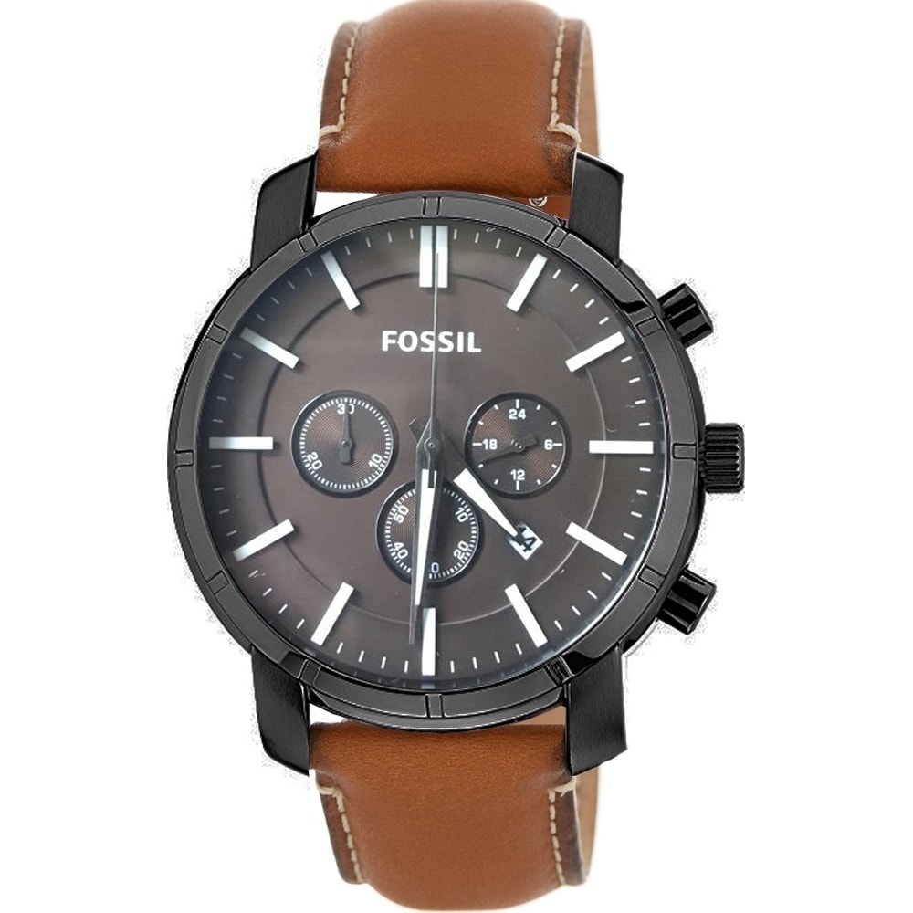 black watch with brown leather strap