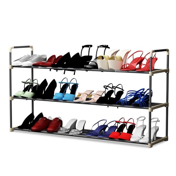 Shop Black Friday Deals On Shoe Rack With 3 Shelves Three Tiers For 18 Pairs Home Complete Overstock 24073642