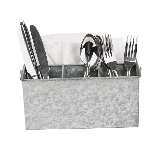 Mind Reader Utensils Caddy, Serve Ware Holder Basket, Forks, Spoons, Knives, Dining Table, Countertop, Kitchen, Silver