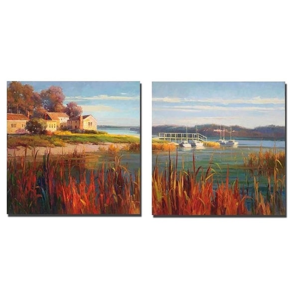Harbor Home I and II by E. B. Kentworth 2-piece Gallery Wrapped Canvas Giclee Art Set (Ready to Hang)