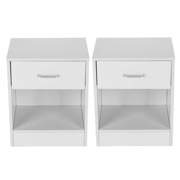 Shop Set Of 2 Bedroom Storage End Beside Table 1 Drawer Nightstand 2 Colors On Sale Overstock 24076103