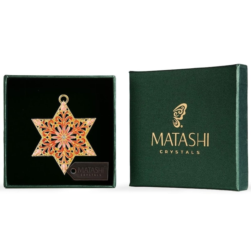 Matashi Traditional Star of David Hanging Ornament Pewter Classic Wall Decor Beautiful Gold Home Decoration