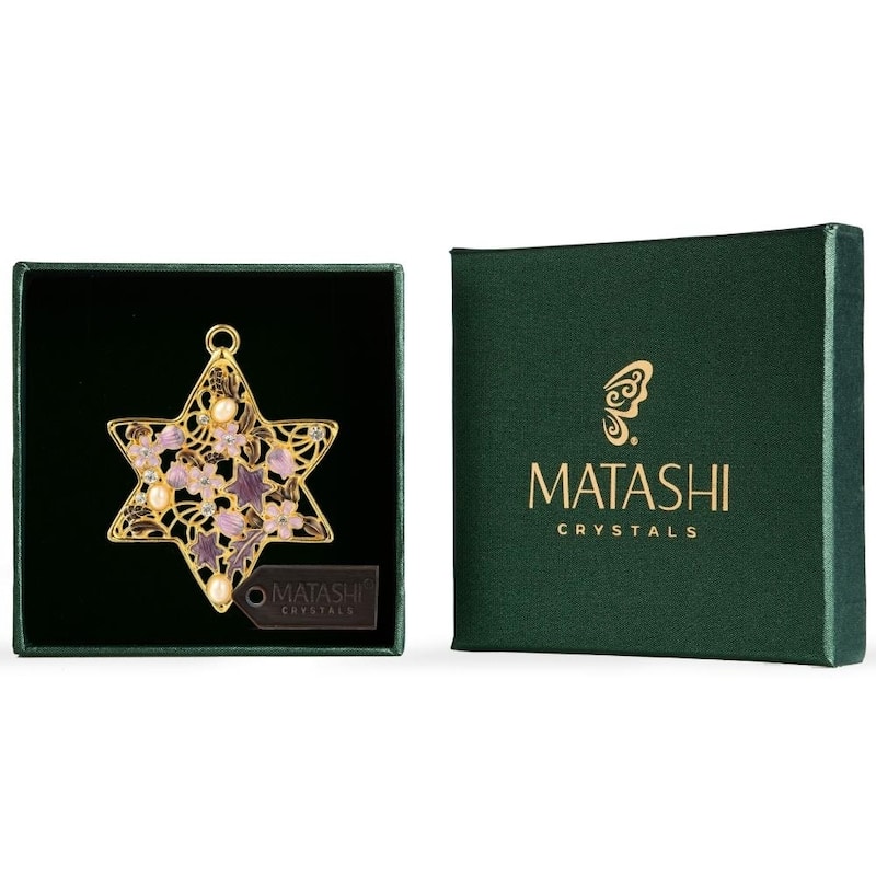 Matashi Traditional Star of David Hanging Ornament Pewter Classic Wall Decor Beautiful Gold Home Decoration