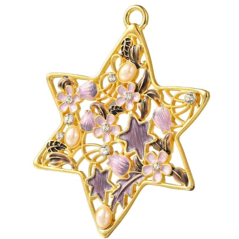 Matashi Traditional Star of David Hanging Ornament Pewter Classic Wall Decor Beautiful Gold Home Decoration