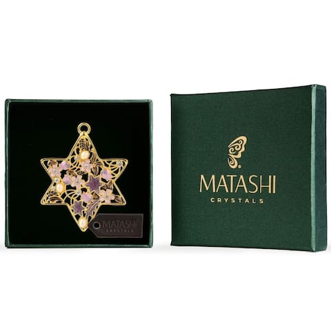 Matashi Traditional Star of David Hanging Ornament Pewter Classic Wall Decor Beautiful Gold Home Decoration
