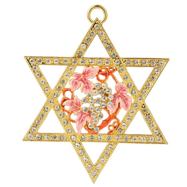 Hanging Hamsa Dove and Flowers with Star of David Wall Decor Ornament by Matashi 