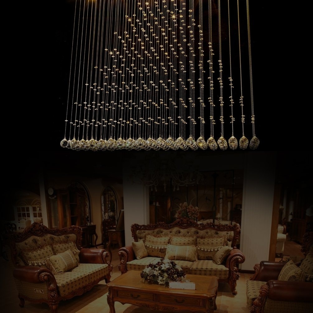 Modern Rectangle Shape Rain Drop Crystal Chandelier Curtain Indoor Lights - Chandeliers For Bedrooms by Overstock.com
