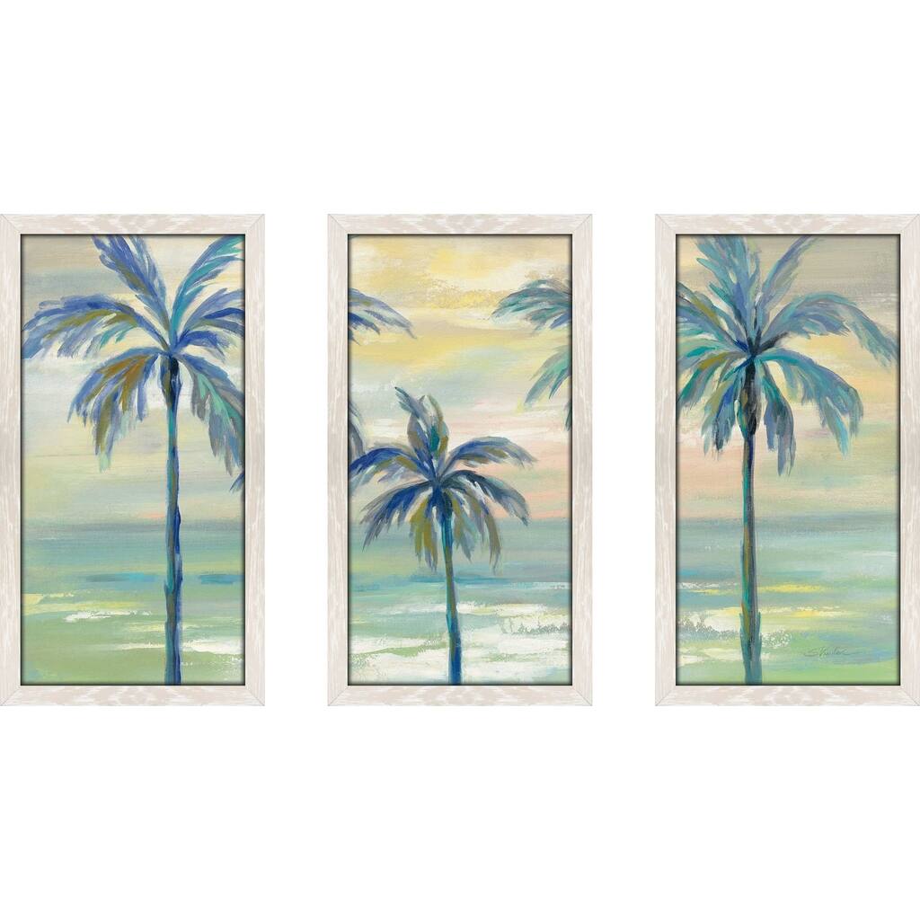"Marine Layer Palms" by Silvia Vassileva Framed Acrylic Wall Art Set - Green