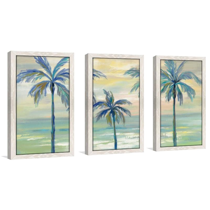 "Marine Layer Palms" by Silvia Vassileva Framed Acrylic Wall Art Set - Green