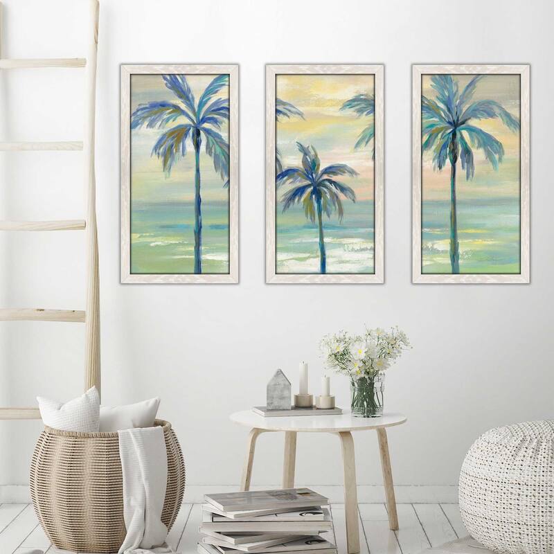 "Marine Layer Palms" by Silvia Vassileva Framed Acrylic Wall Art Set - Green