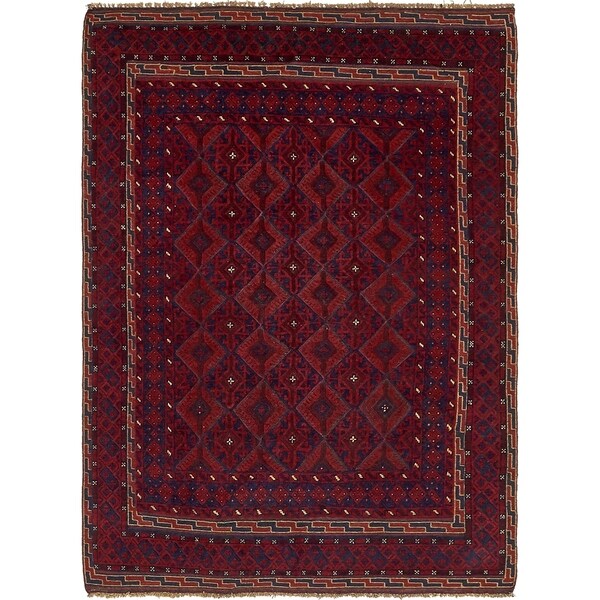Hand Knotted Sumak Wool Area Rug - 4' 5 x 6'