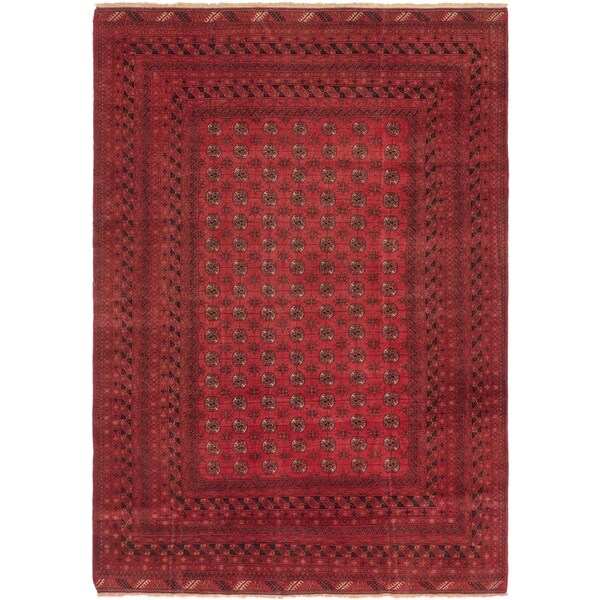 Hand Knotted Torkaman Wool Area Rug - 7' 2 x 10' 3